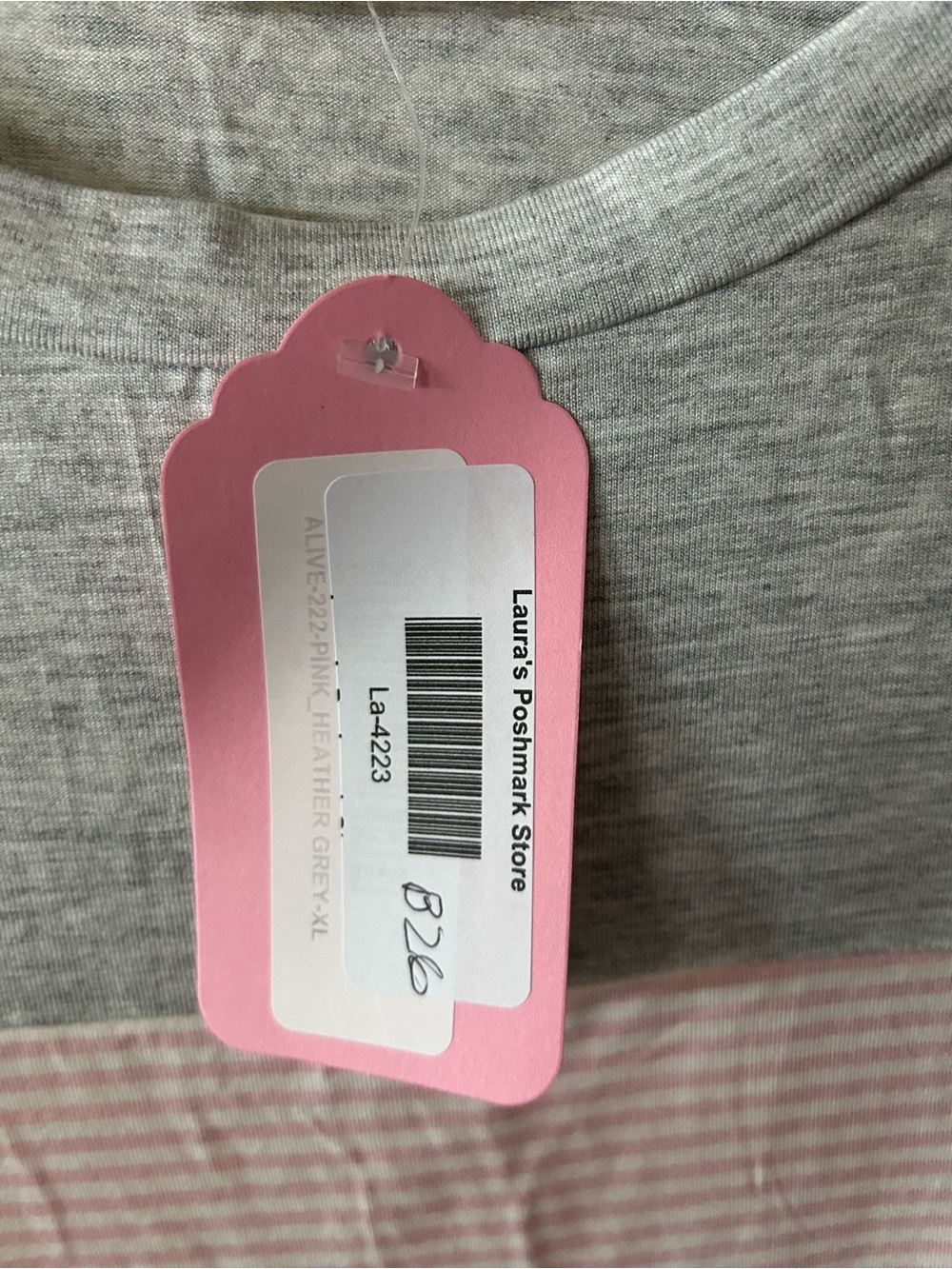 Lovely Melody Gray and Pink Striped Tee - Picture 6 of 6